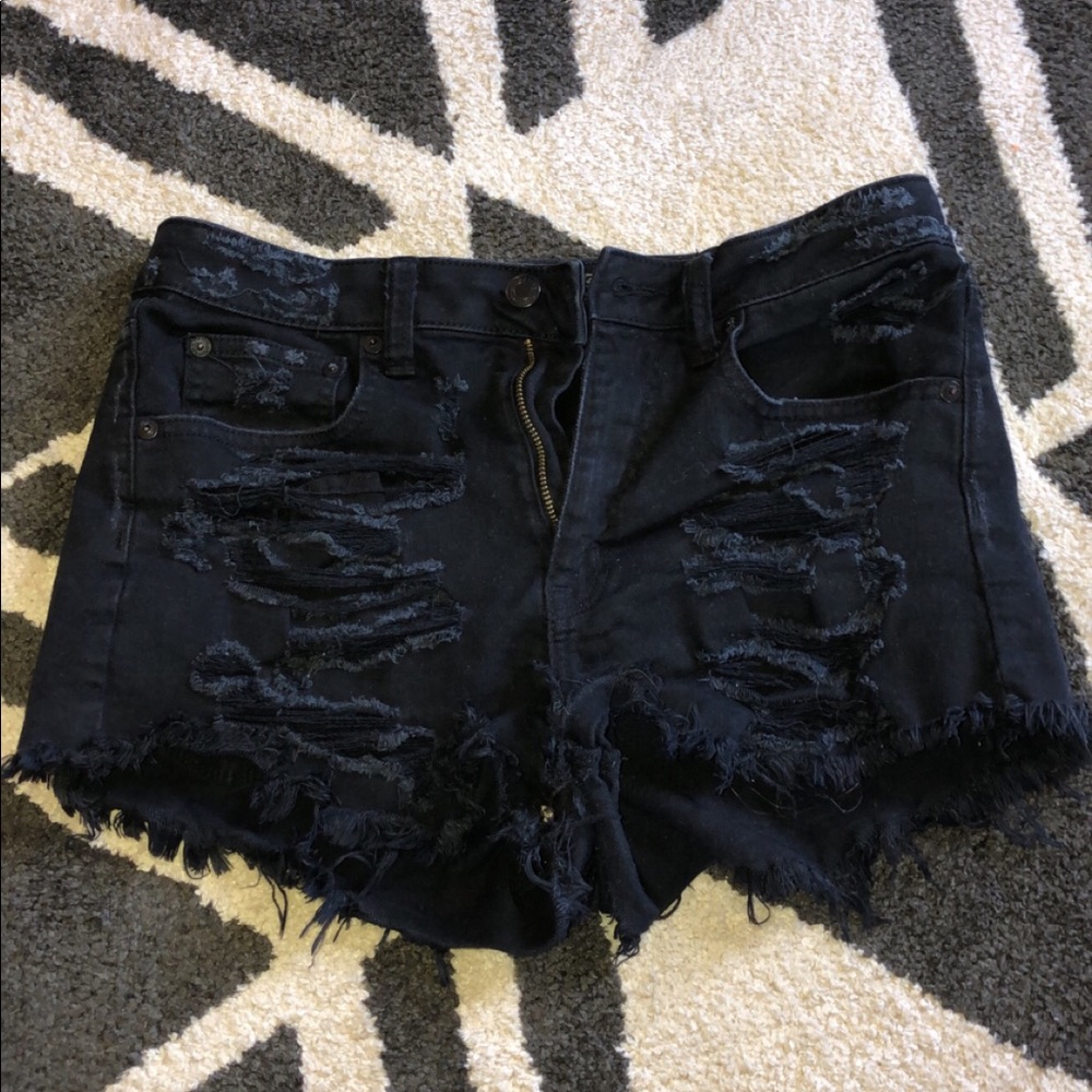 Black ripped jean shorts